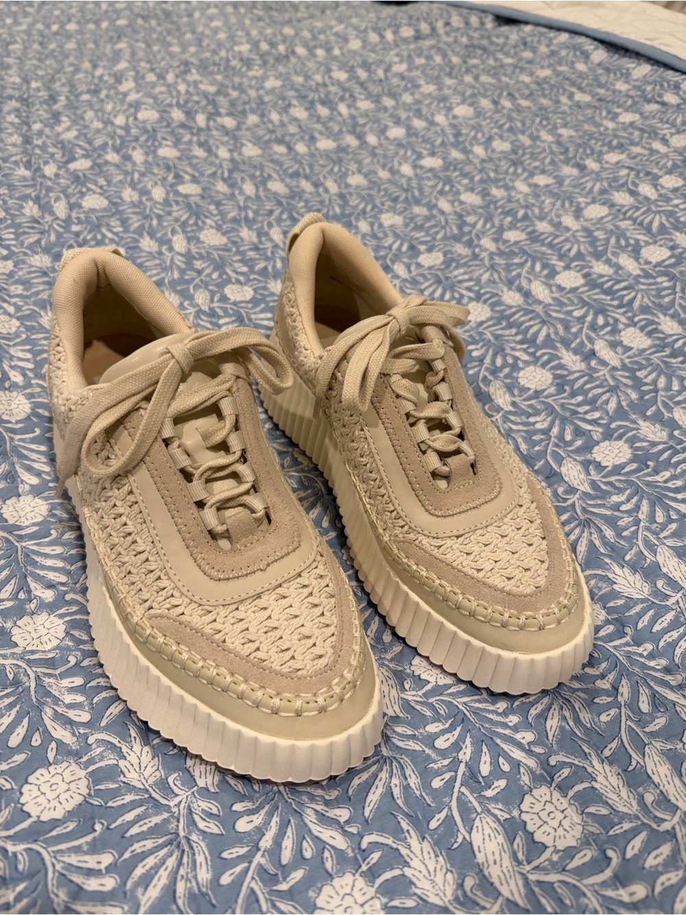 Dolce Vita Dolen Woven Platform Sneakers - Cream/Sandstone Women's Shoes - Picture 8 of 8